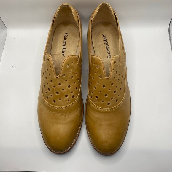 Caterpillar CAT Mona Leather Slip On Perforated Shoes Tan Brown Women’s Size 10 - Picture 7 of 7